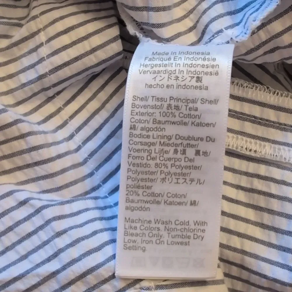 NWT J. Crew Striped Seersucker Dress Cotton Lined Keyhole Back Size 2
